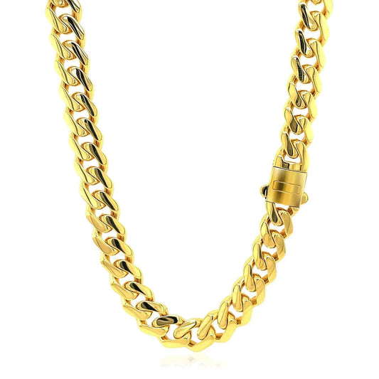 14k yellow gold Miami Cuban chain necklace with bold curb links by Bids on Tampa Home & Garden Store