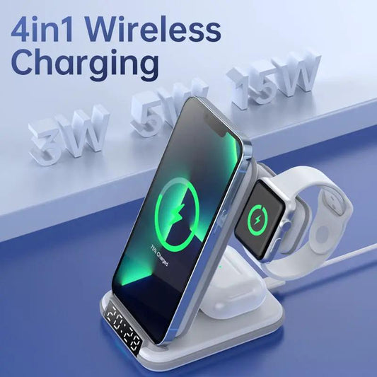 Private Four in One Wireless Charging Stand white dock charges iPhone and Apple Watch on Tampa Home & Garden Store