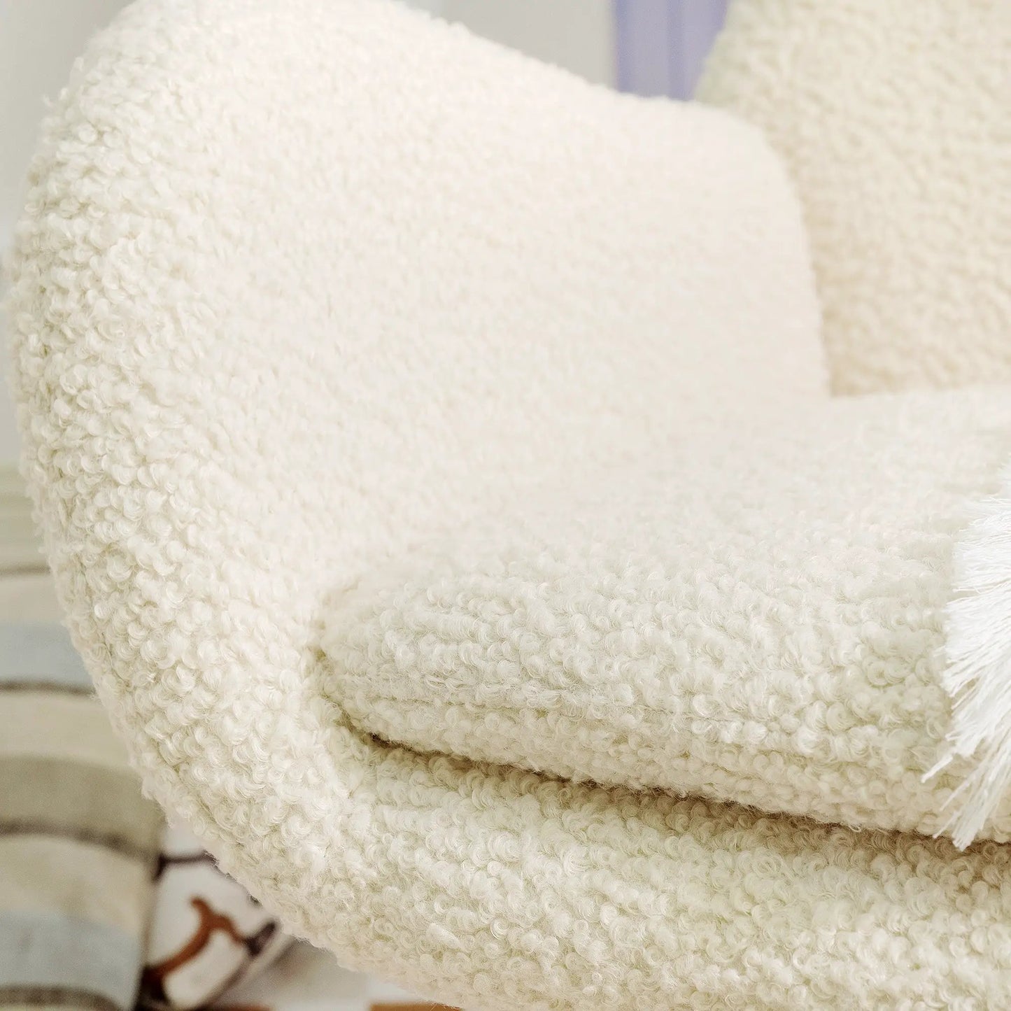 Fauteuil à bascule – avec pieds en caoutchouc et tissu cachemire, adapté au salon et à la chambre à coucher