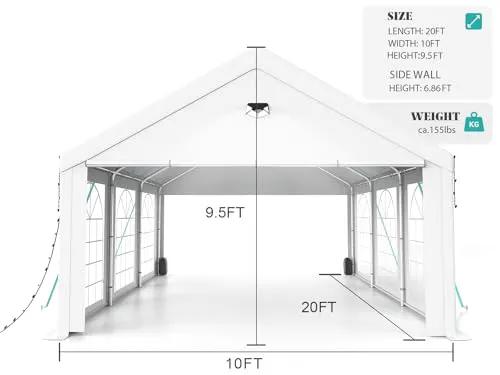 Carpa de fiesta Sannwsg - Carpa resistente de 10x20 pies con laterales extraíbles, carpa para bodas, días festivos, cumpleaños, barbacoas, eventos en el patio trasero