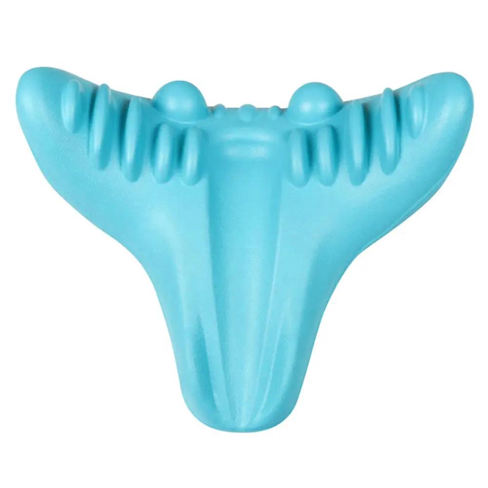 Cervical spine massager pillow in blue with ribbed top for neck pain relief on Tampa Home & Garden Store