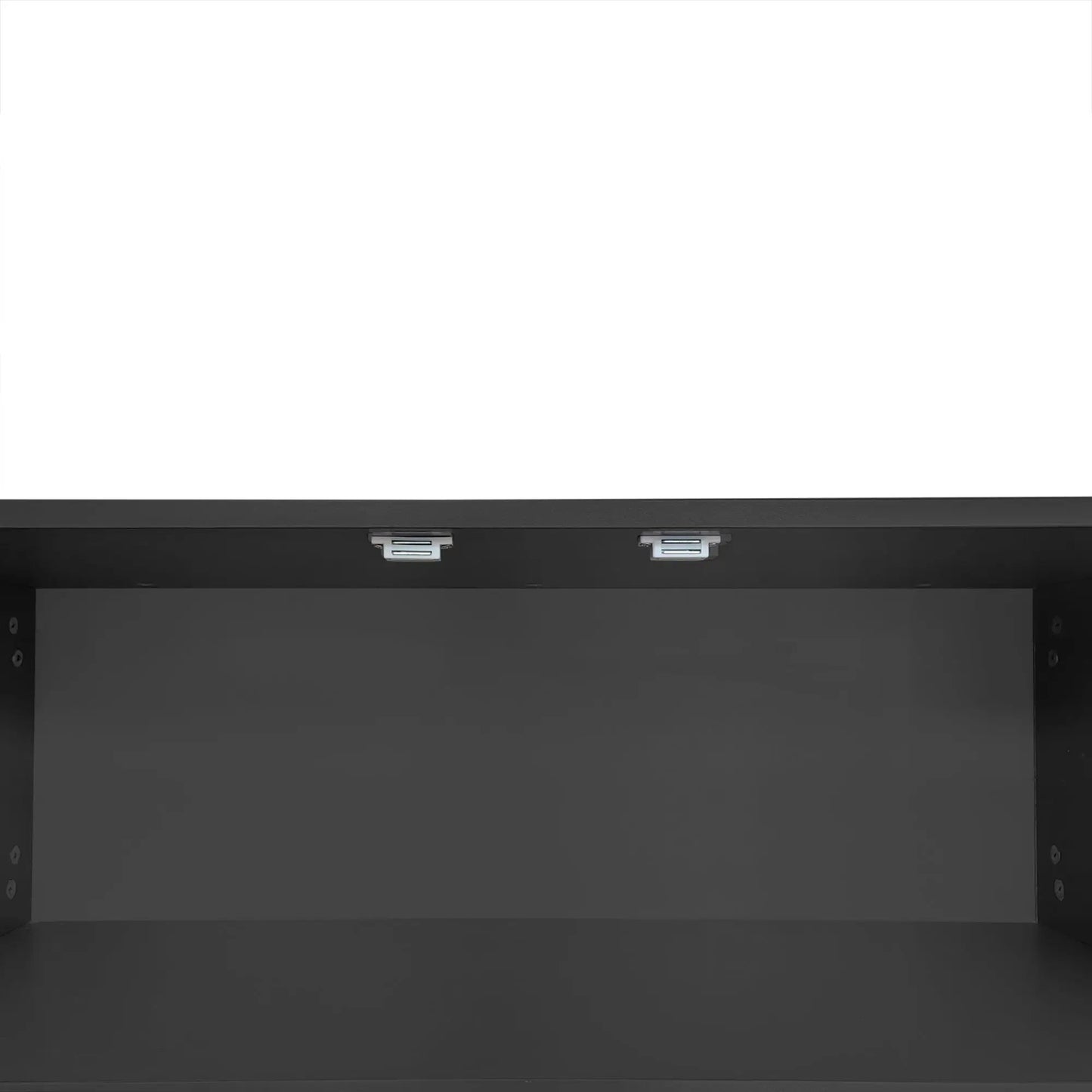 Modern Shoe Storage Bench Gray with exposed metal drawer slides on dark base on Tampa Home & Garden Store