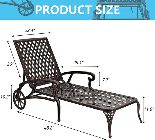 Aluminium cast lounge chair 2-piece brown sunlounger with lattice back and curved arms on Tampa Home & Garden Store
