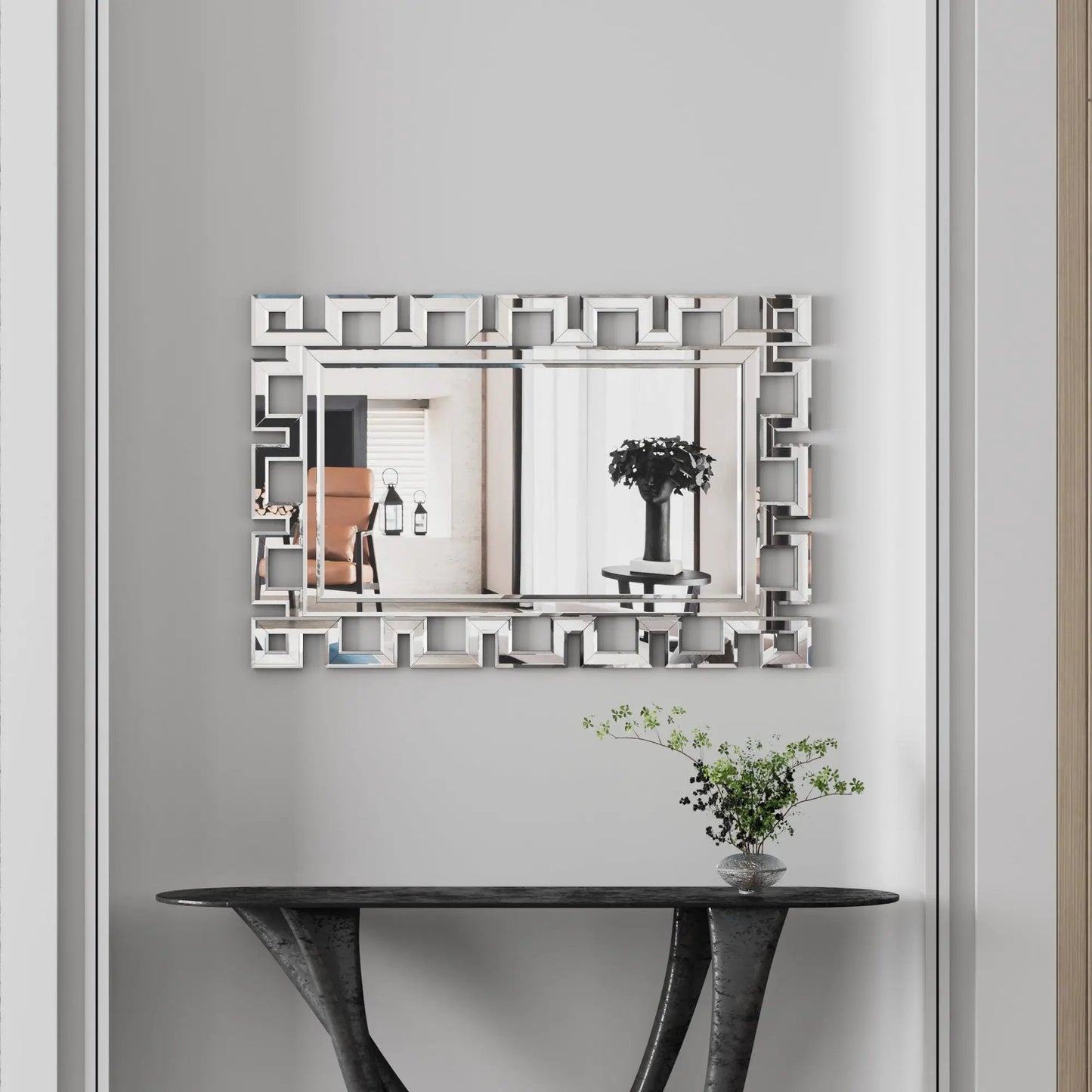 Espejo de pared rectangular decorativo grande plateado para el hogar, sala de estar, dormitorio, recibidor (espejo HD transparente)