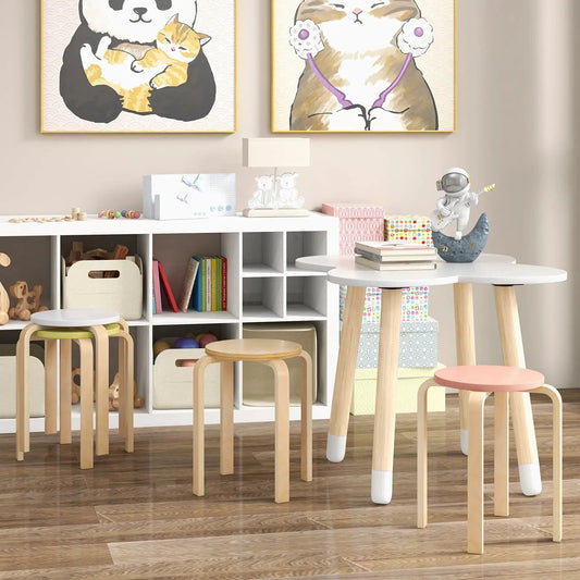 Bentwood stackable dining stools set of 4 with pastel seats and wood legs DirectDeals on Tampa Home & Garden Store