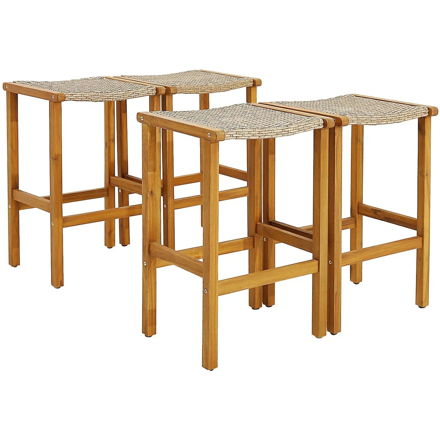 Patio Wood Bar Stools DirectDeals set of 2/4 with wicker seats and wood frames on Tampa Home & Garden Store