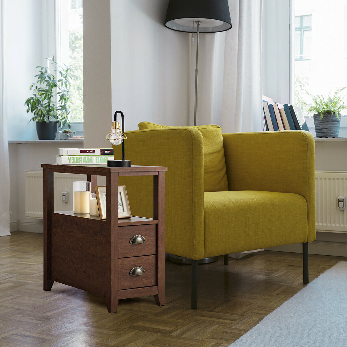 Four Tier Shelf with Metal Frame and Wood Racks