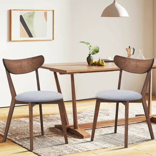 Set of 2 DirectDeals wooden dining chairs with curved back and grey upholstered seats on Tampa Home & Garden Store