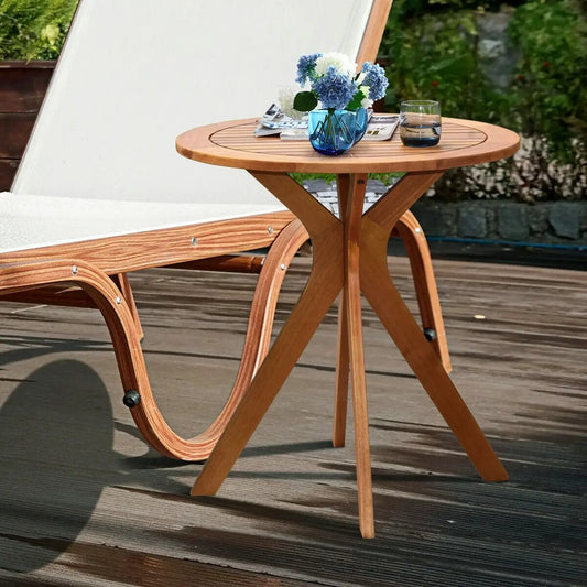 27 InchOutdoor Round Solid Wood Coffee Side Bistro Table - Tampa Home & Garden Store