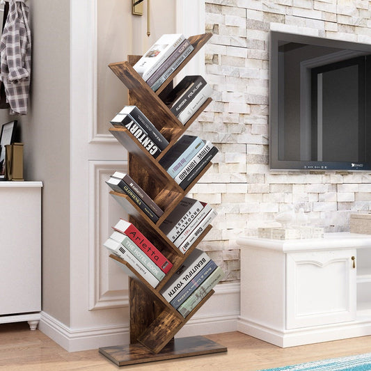 8-Tier Free Standing Tree Bookshelf-Coffee - Tampa Home & Garden Store