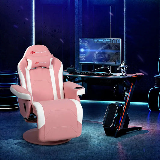 Ergonomic High Back Massage Gaming Chair Pillow pink with white accents DirectDeals gaming setup on Tampa Home & Garden Store