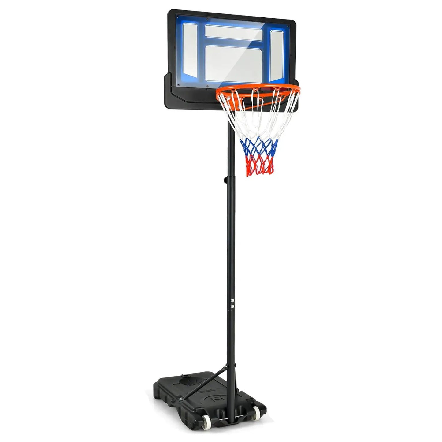 DirectDeals adjustable portable basketball hoop with 4.3-8.2 ft height, black pole and base on Tampa Home & Garden Store