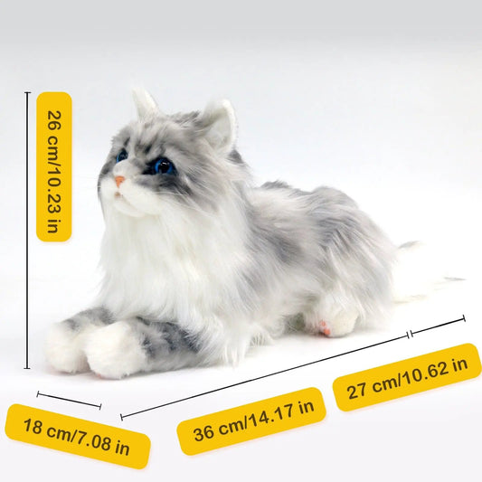 Plush weighted life-size cat with blue-eyed gray-white fur Chongker on Tampa Home & Garden Store