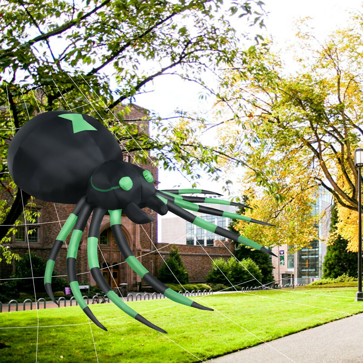 6 Feet Halloween Inflatable Blow-Up Spider DirectDeals, black with green accents outdoor decor on Tampa Home & Garden Store
