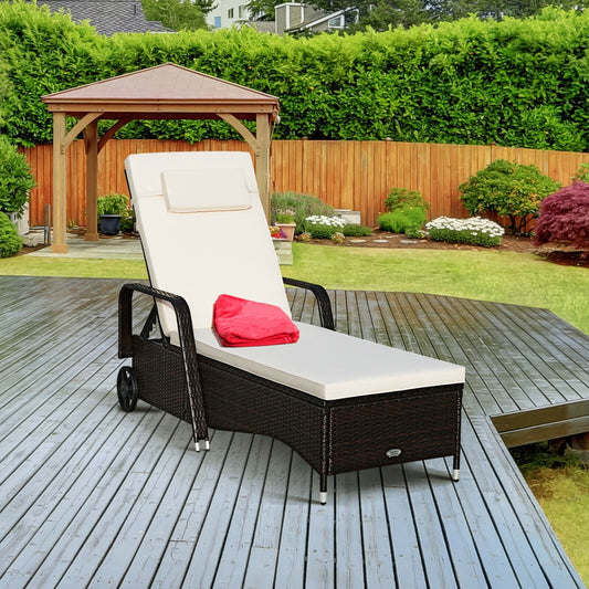 Outdoor Recliner Cushioned Chaise Lounge with Adjustable Backrest - Tampa Home & Garden Store