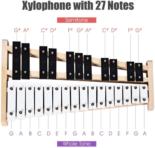 27 Note Glockenspiel Xylophone with 2 Rubber Mallets - Tampa Home & Garden Store