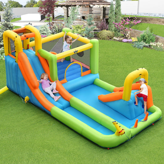 8 in 1 Inflatable Water Slide Park Bounce House Without Blower - Tampa Home & Garden Store