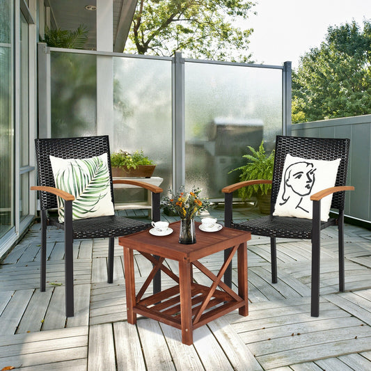 Set of 4 Outdoor Patio PE Rattan Dining Chairs with Powder-coated Steel Frame - Tampa Home & Garden Store