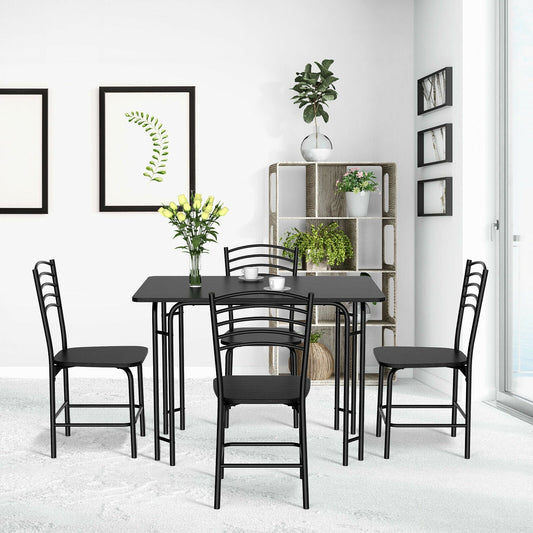 Juego de comedor rectangular de madera de 5 piezas