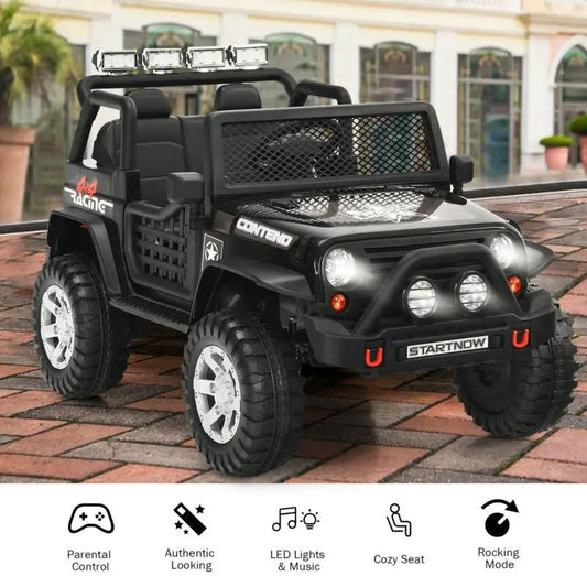 DirectDeals 12V kids ride-on black truck with remote control lever and LED lights on Tampa Home & Garden Store
