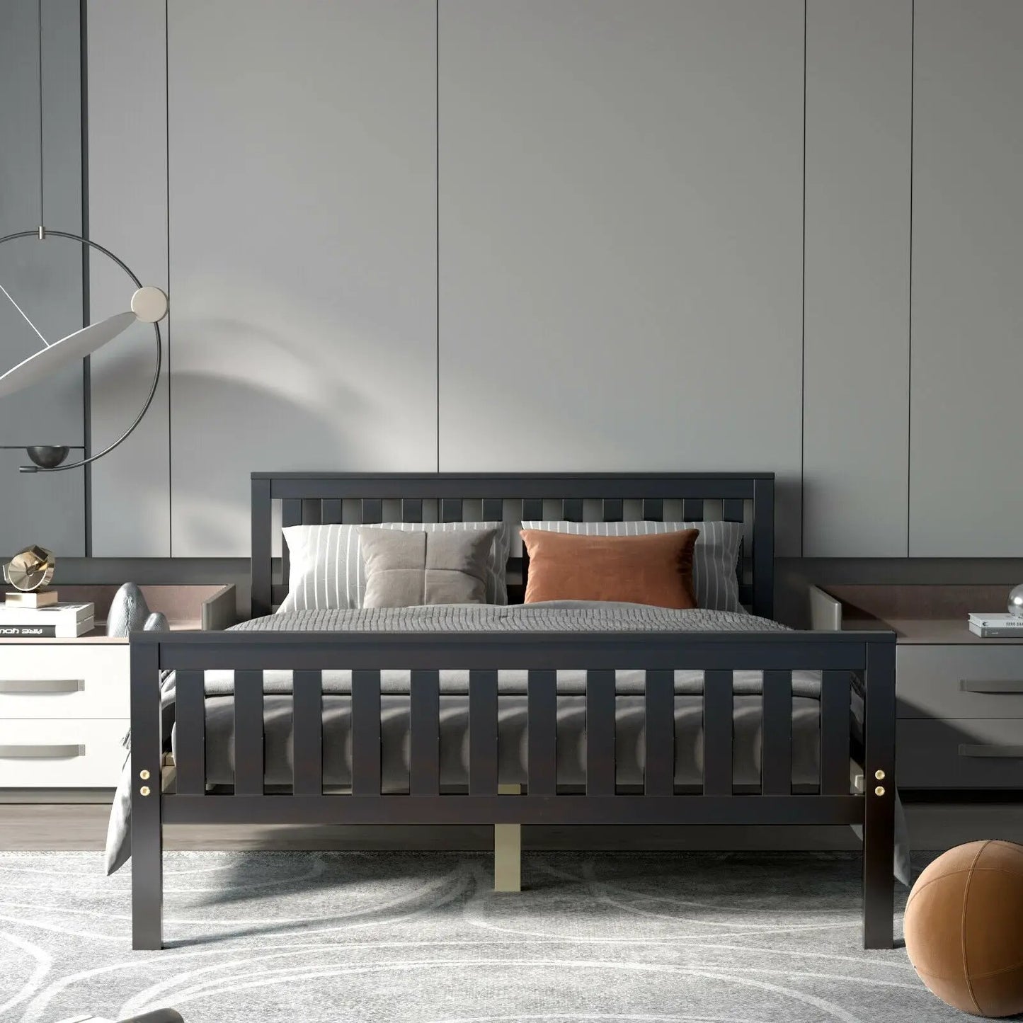 Full Size Wood Platform Bed with Headboard - Tampa Home & Garden Store