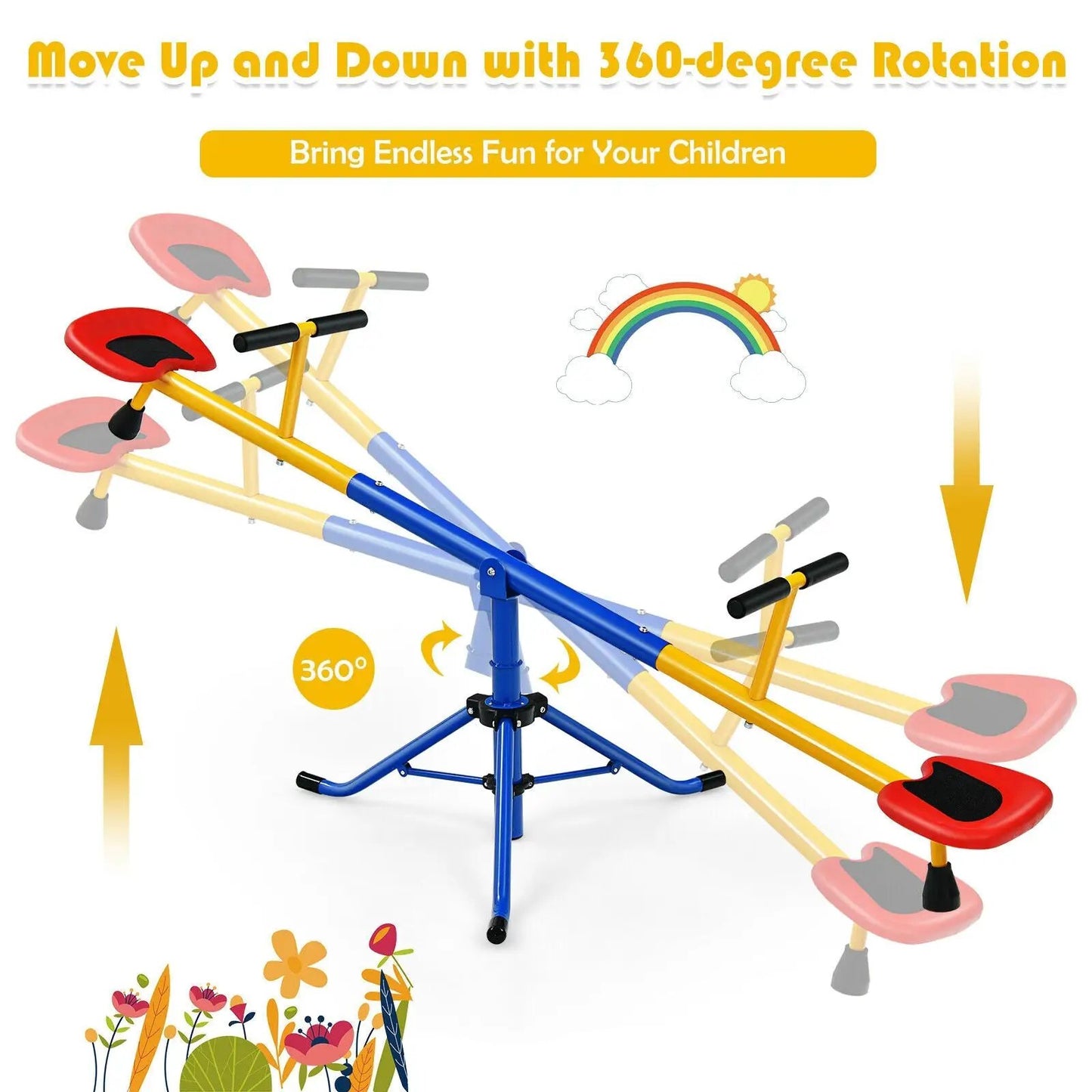360°Rotation Kids Seesaw Swivel Teeter Totter Playground Equipment - Tampa Home & Garden Store