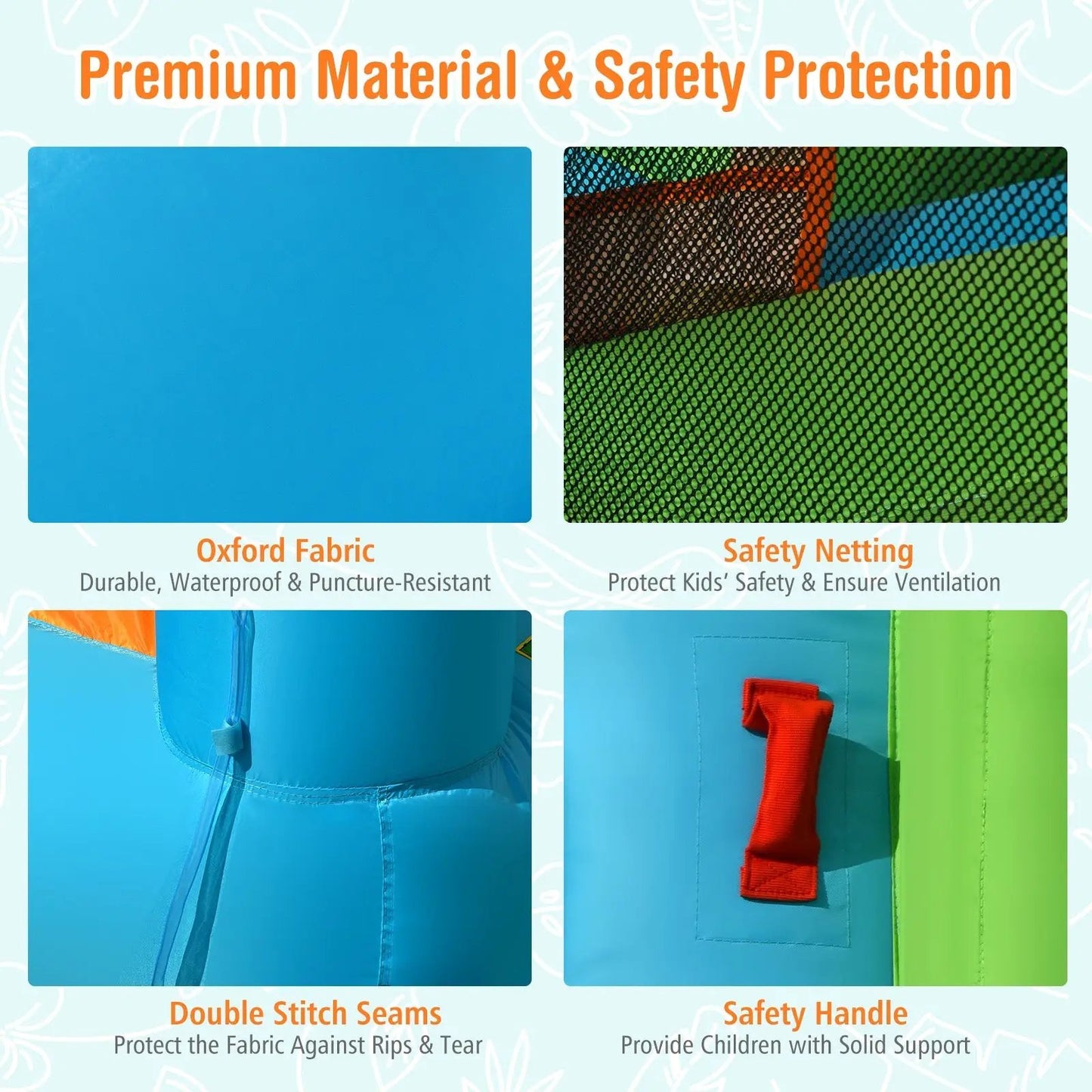 Inflatable Water Slide with Splash Pool Oxford fabric with safety netting and double stitch seams on Tampa Home & Garden Store