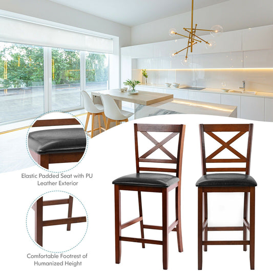Set of 2 Bar Stools 25 Inch Counter Height Chairs with - Tampa Home & Garden Store