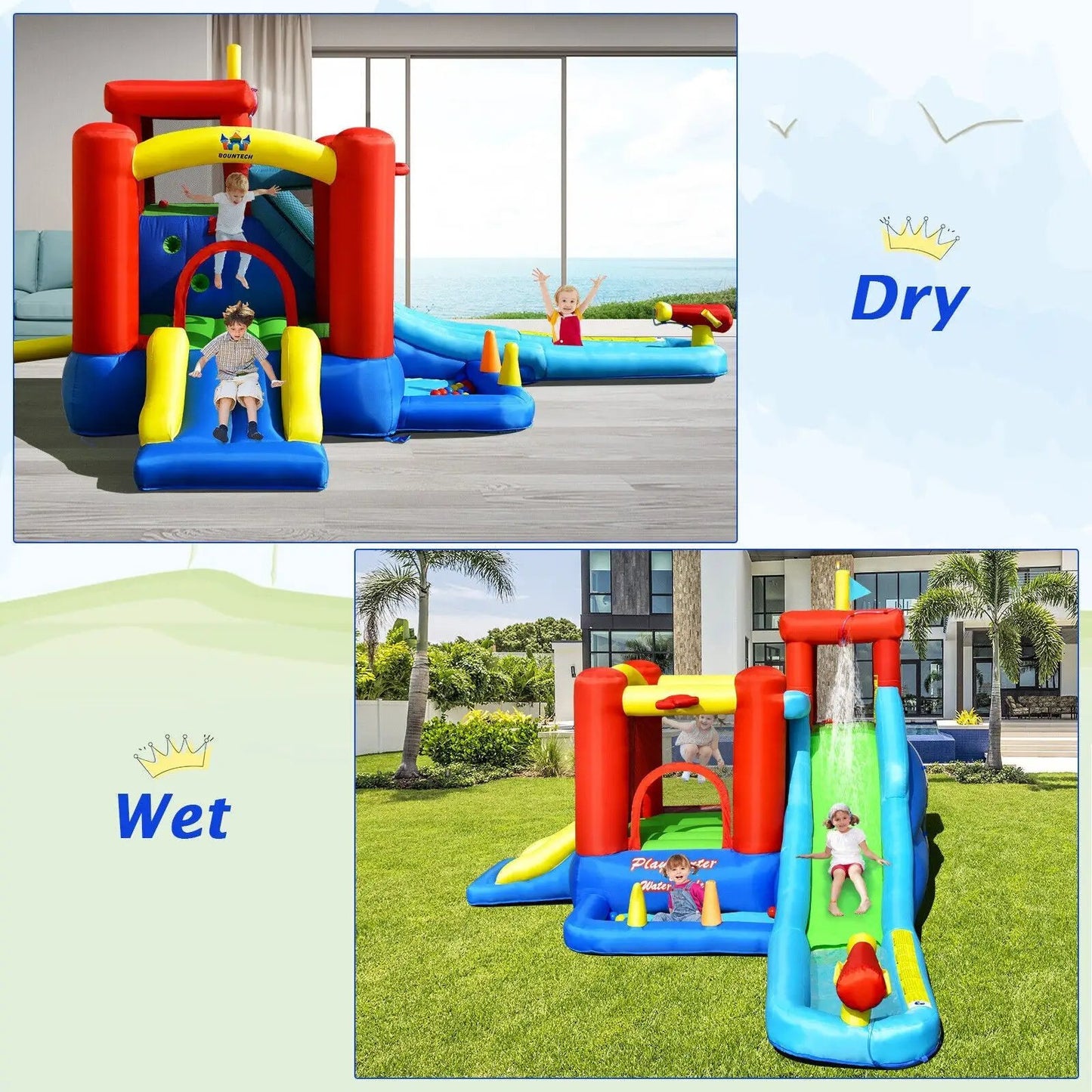 9-in-1 inflatable kids water slide bounce house DirectDeals red blue yellow on Tampa Home & Garden Store
