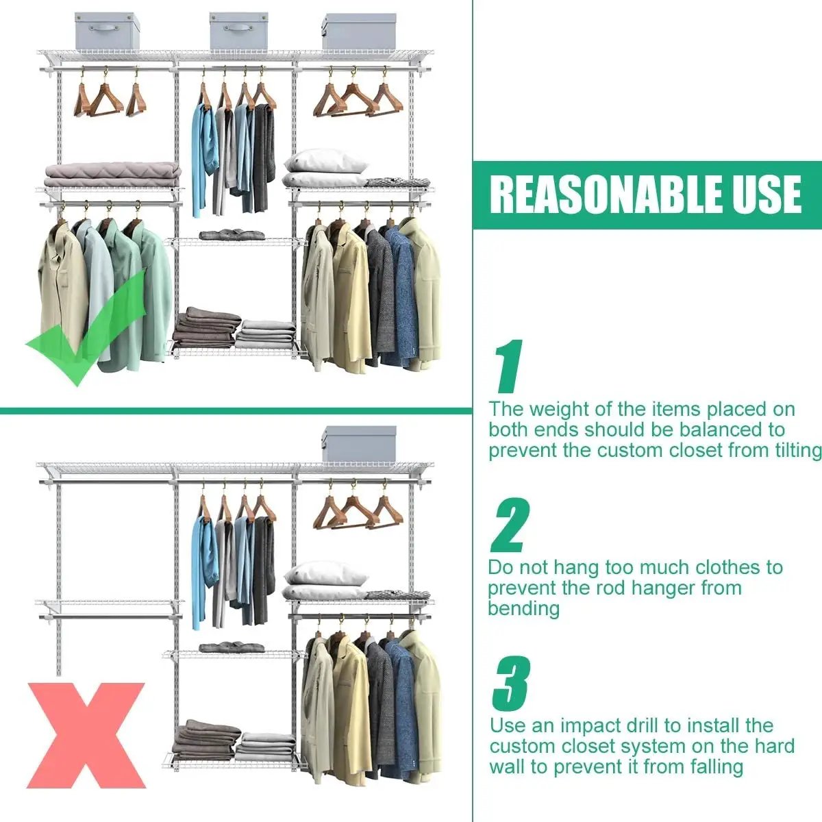 Adjustable Wall Mounted Closet Rack System with Shelf - Tampa Home & Garden Store