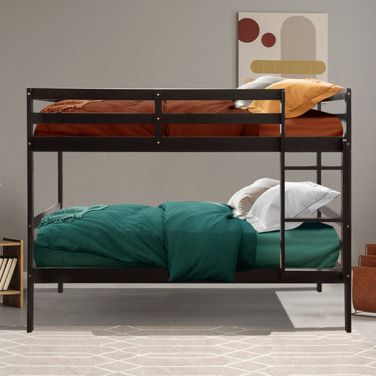 Twin Bunk Bed Children Wooden Bunk Beds Solid Hardwood-Brown - Tampa Home & Garden Store
