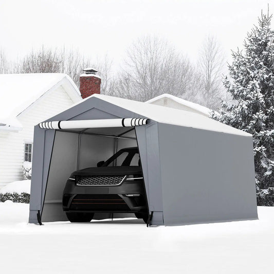 10 x 16/10 x 20 Feet Outdoor Heavy-Duty Carport with 2 Doors-10 x 16 ft - Tampa Home & Garden Store