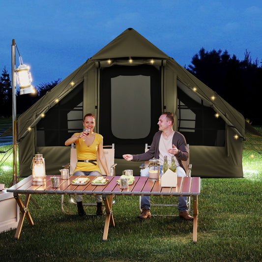 4-6 Person Inflatable Camping Tent GemGear in olive with 2 doors and 4 mesh windows on Tampa Home & Garden Store