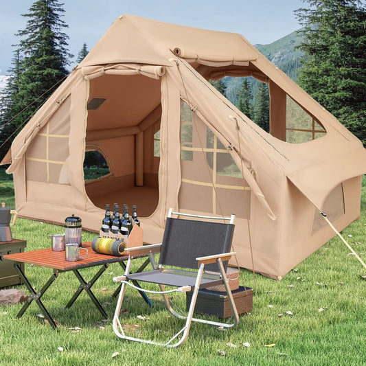 Inflatable camping tent for 4β6 people with 2 doors beige color and mesh windows DirectDeals on Tampa Home & Garden Store