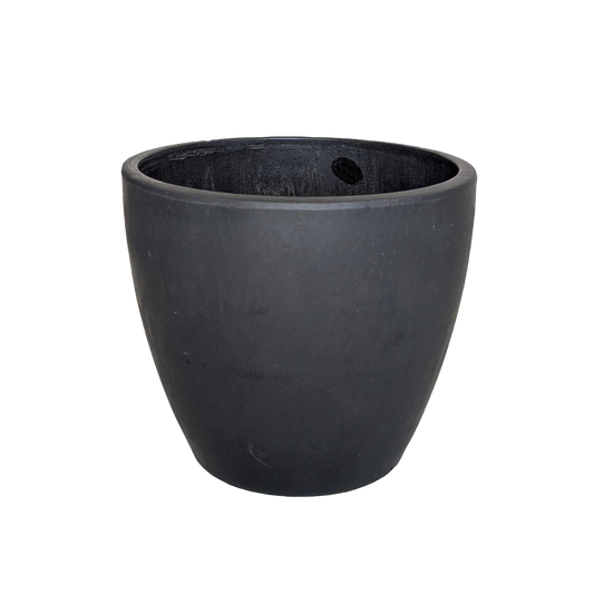 Black matte indoor plant pot, tapered cylindrical shape, House Plant Shop eco pot on Tampa Home & Garden Store