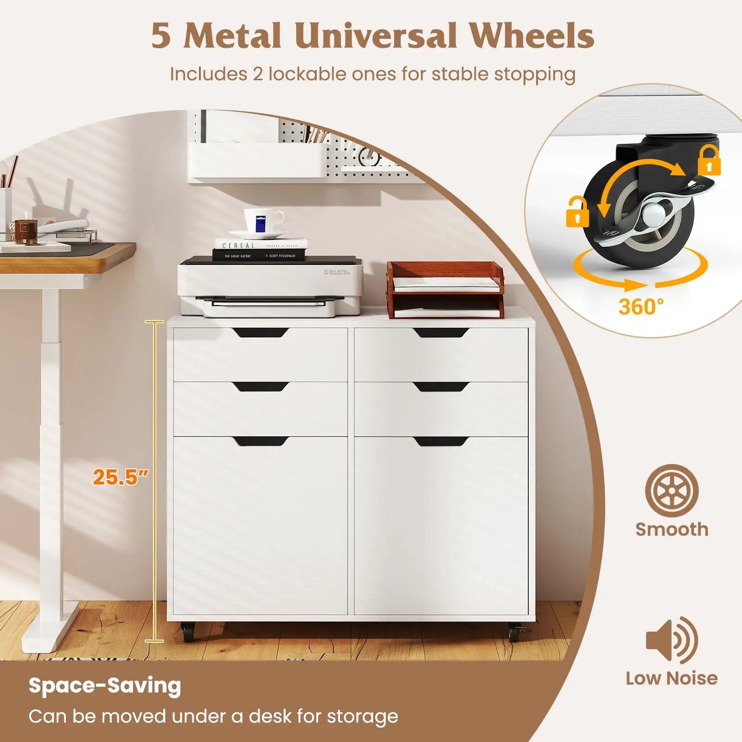 DirectDeals 4-Drawer File Cabinet on wheels for home office, white with casters on Tampa Home & Garden Store