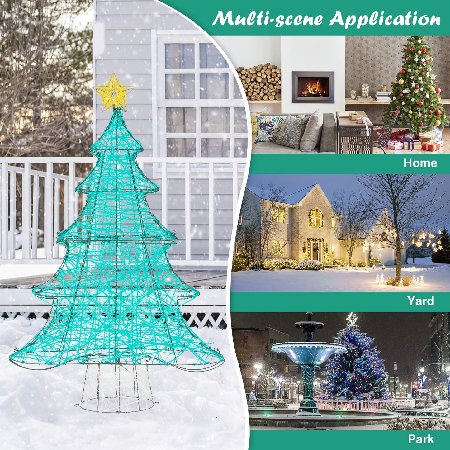 4 ft lighted artificial Christmas tree teal wireframe with star topper and 520 LEDs DirectDeals on Tampa Home & Garden Store
