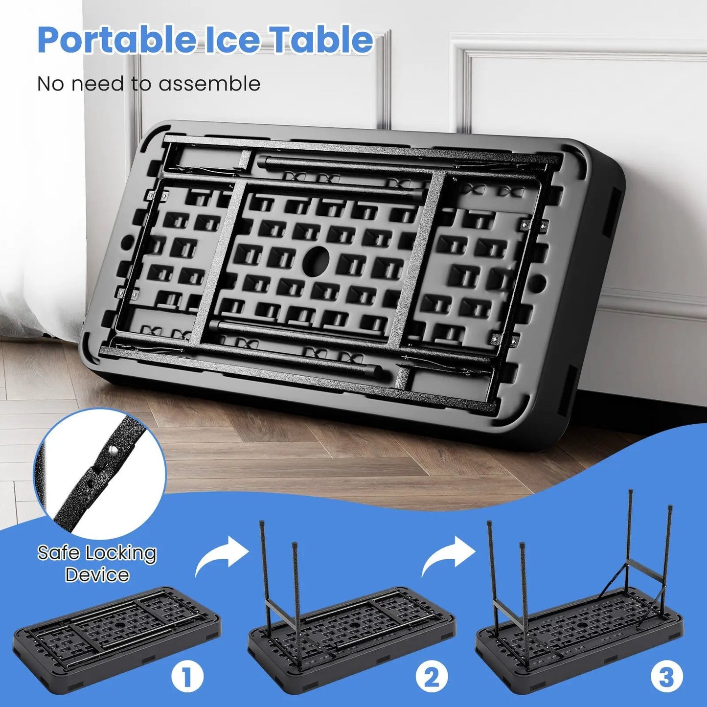 4 ft plastic party folding table with black skirt DirectDeals on Tampa Home & Garden Store