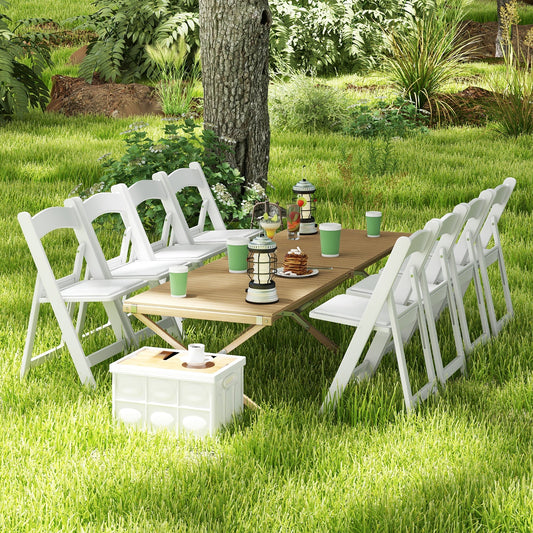 4 Pack Resin Folding Chairs with Padded Seat-White - Tampa Home & Garden Store