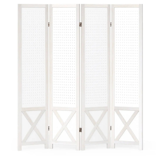 6-Panel Pegboard Room Divider Foldable Screen