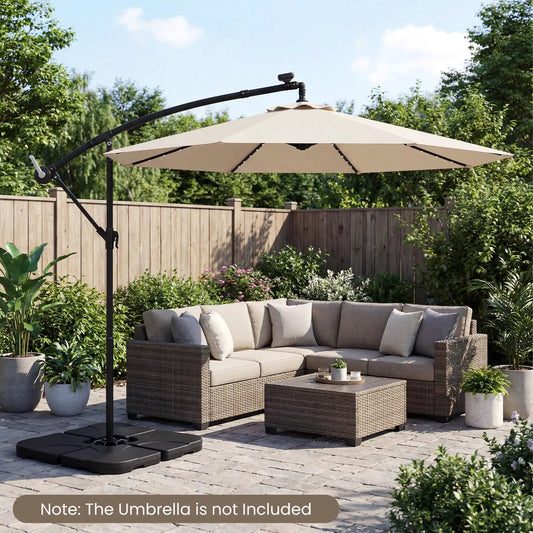 Cantilever Offset Umbrella Base 164 lb with U-locking pins, black square base on Tampa Home & Garden Store