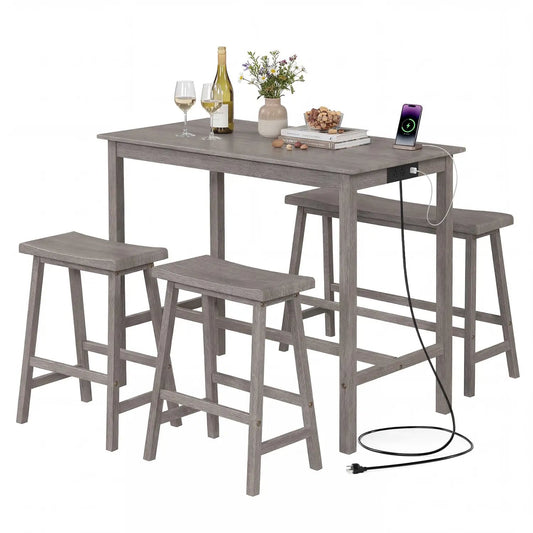 Counter Height Dining Table Set with Power Outlet