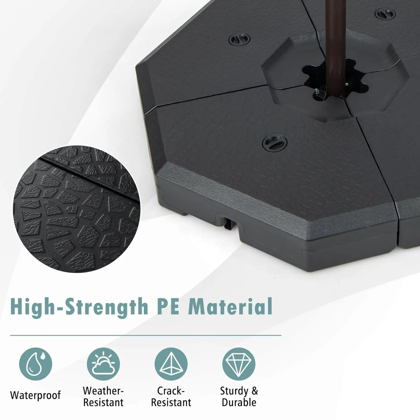 4-piece patio cantilever umbrella weights base plate set dark gray PE material on Tampa Home & Garden Store
