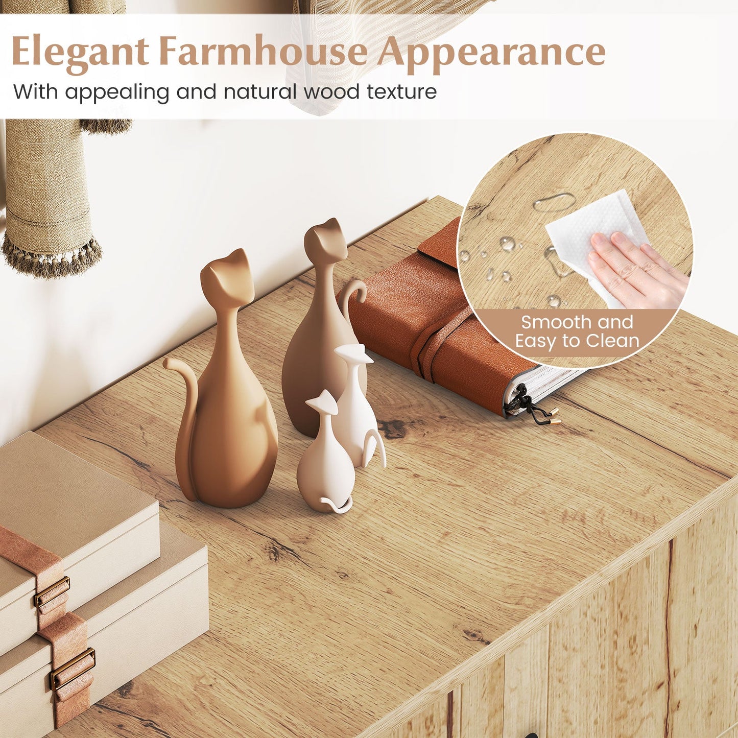 Natural 4-Tier Shoe Organizer With Doors in wood finish for neat footwear on Tampa Home & Garden Store
