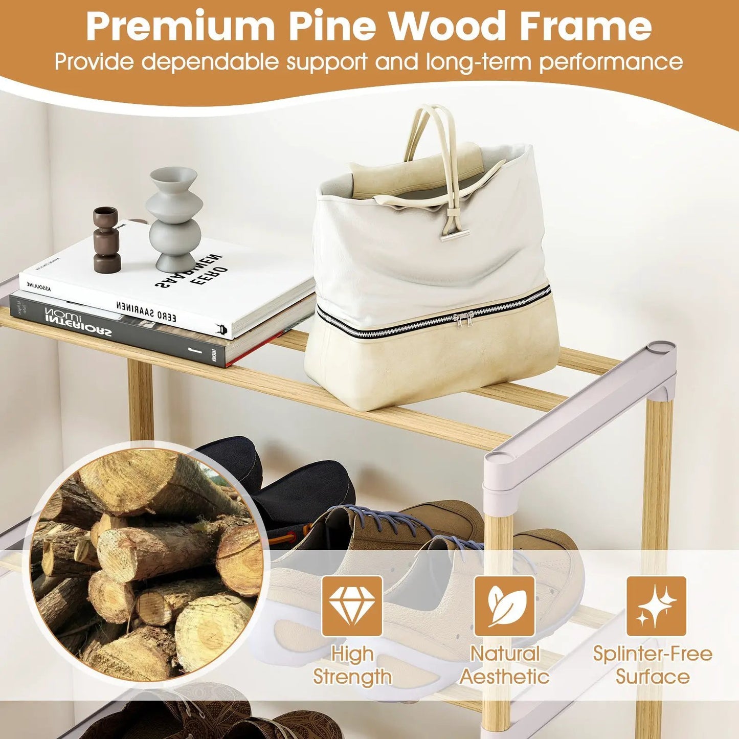 4-Tier Gray Wood Shoe Rack with Slatted Shelves by DirectDeals on Tampa Home & Garden Store