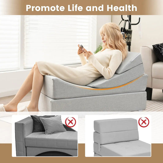 4-in-1 convertible sofa bed with gray foam cushions for versatile lounging on Tampa Home & Garden Store