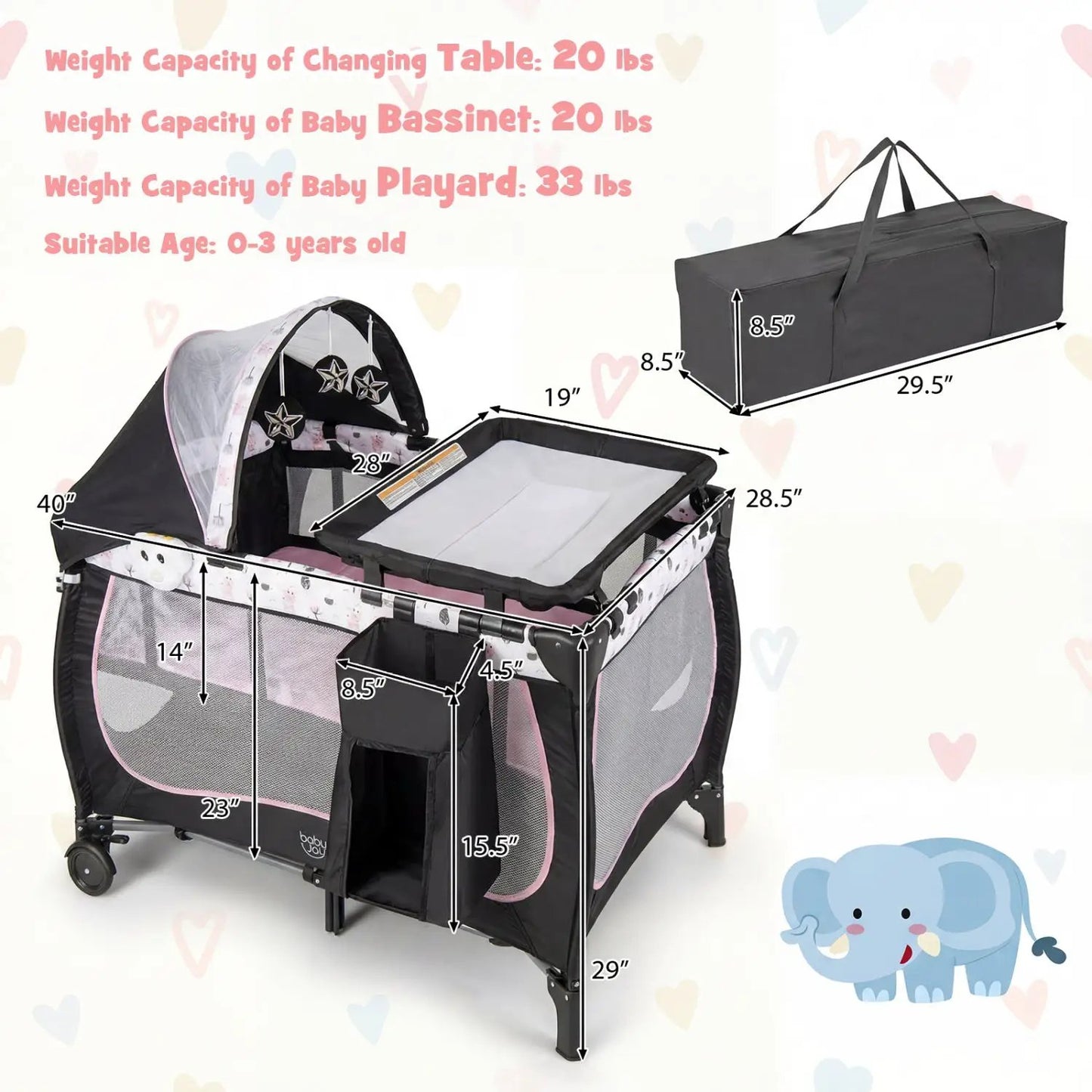 DirectDeals 4-in-1 portable baby nursery center with bassinet and playard, mesh canopy net on Tampa Home & Garden Store