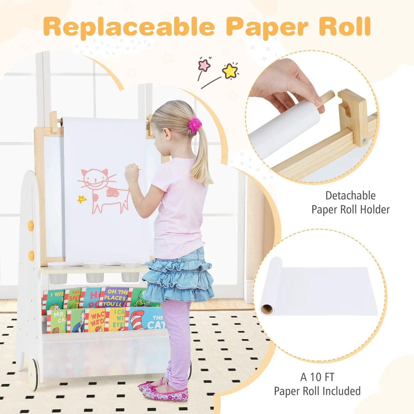 4-in-1 Toddler Activity Table with Whiteboard easel in wood with paper roll holder on Tampa Home & Garden Store