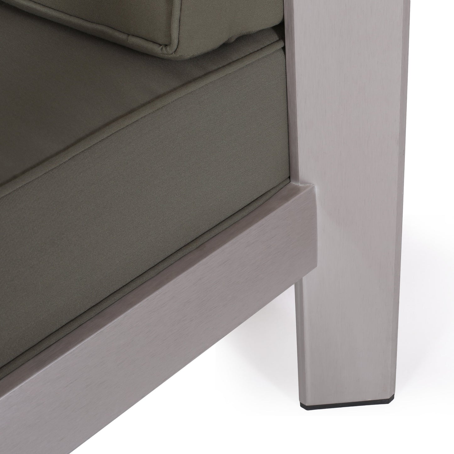 Outdoor Aluminum Loveseat with low-profile frame and deep olive cushions, HouseOfZazla on Tampa Home & Garden Store