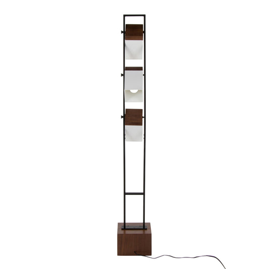 Bento contemporary floor lamp in black frame with walnut and white blocks, wooden base on Tampa Home & Garden Store